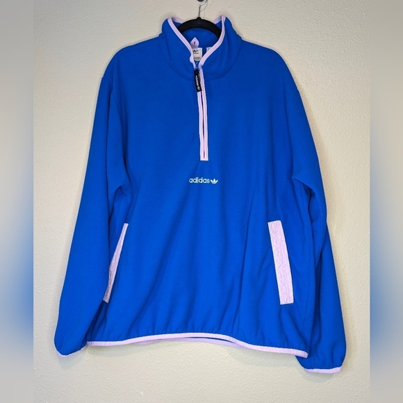 adidas Other - Adidas 1/2 zip pull over Cobalt blue with lilac trim retro colors size XL